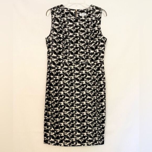 Calvin Klein Elegant Black and White Patterned Dress size 12 - Picture 3 of 13